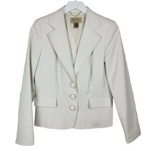 Boutique Essentials Off White Cotton Rayon Evening Jacket Blazer - Size 6